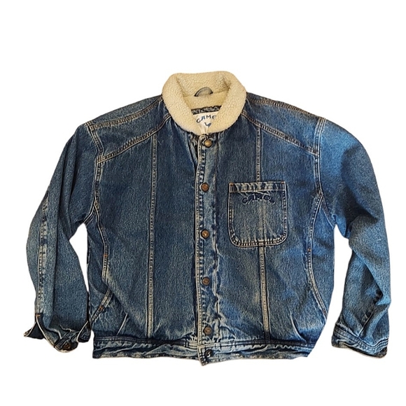 camel Other - Joe Camel Cigarettes Large Blue Jean & Sherpa Lined Men's Jacket